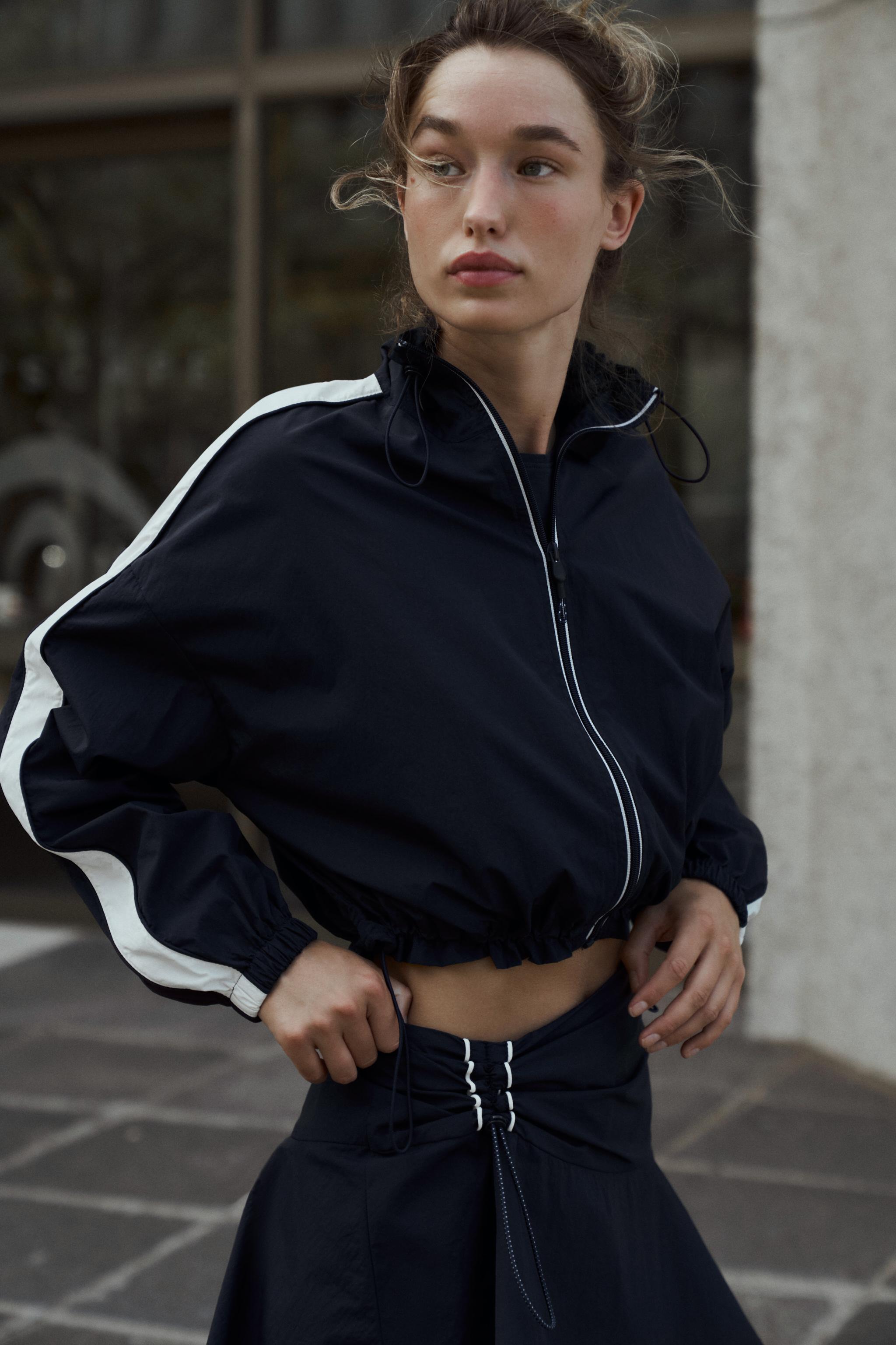 SIDE STRIPE CROPPED JACKET - Blue / White | ZARA United States