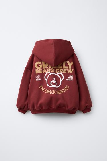 BEAR HOODIE - Burgundy by Zara
