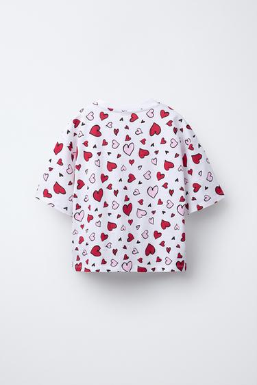 HEART PRINT T-SHIRT - White by Zara - Image 1