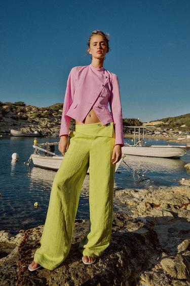100% COTTON DOUBLE-BREASTED BLAZER - Pink by Zara - Image 0