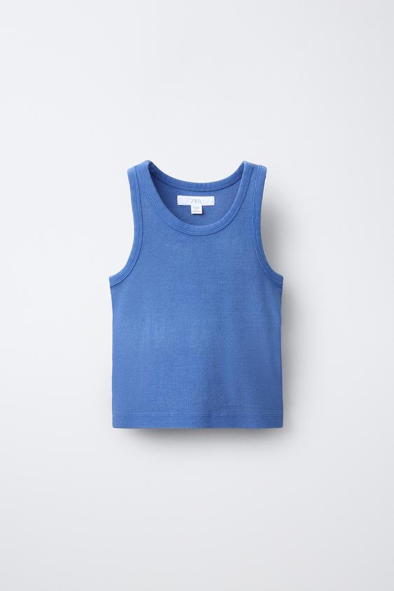 CAMISETA RIB NADADORA - Azulón de Zara - Imagen 0