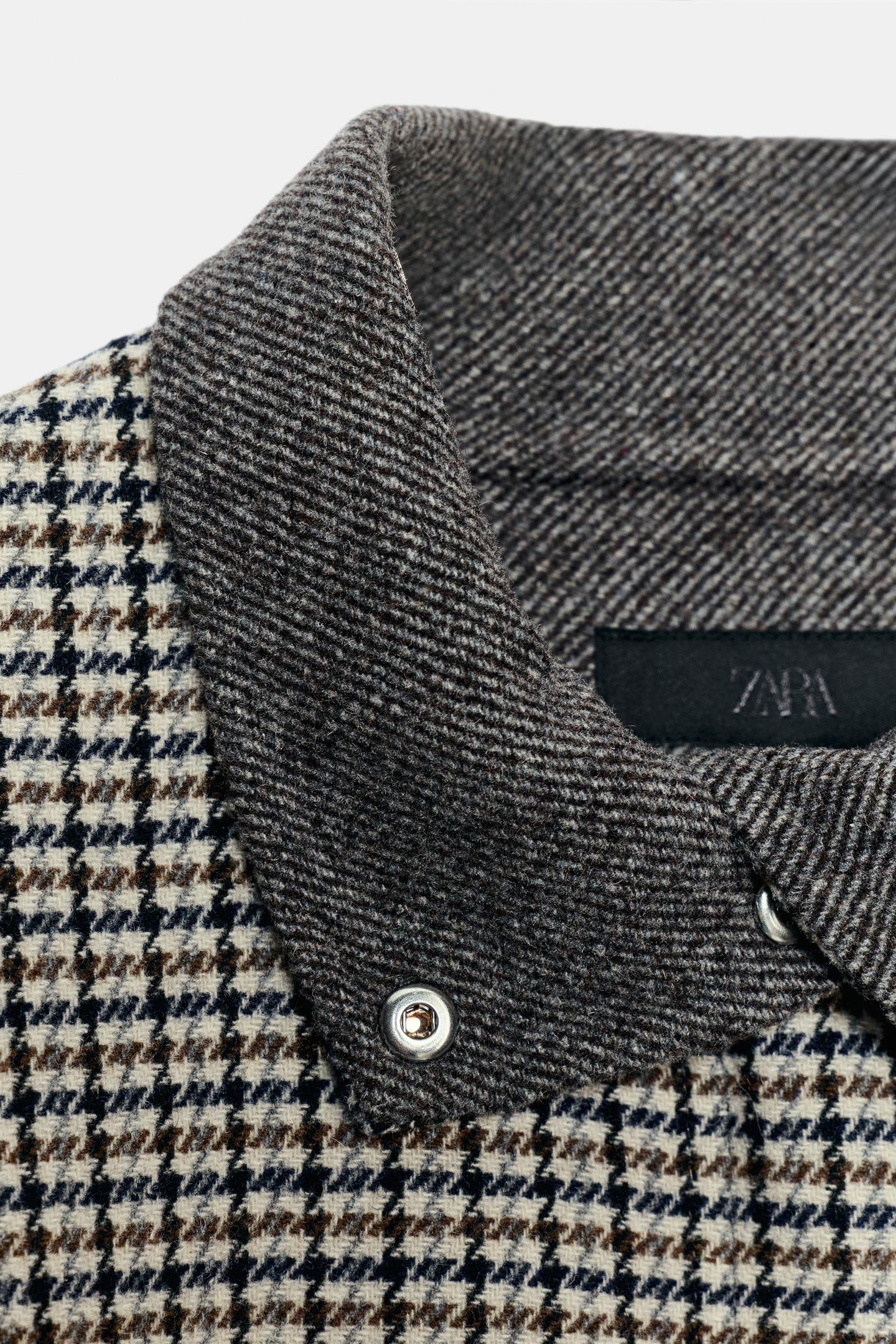 Женское пальто Zara Wool Houndstooth, цвет: Серый — фото 9
