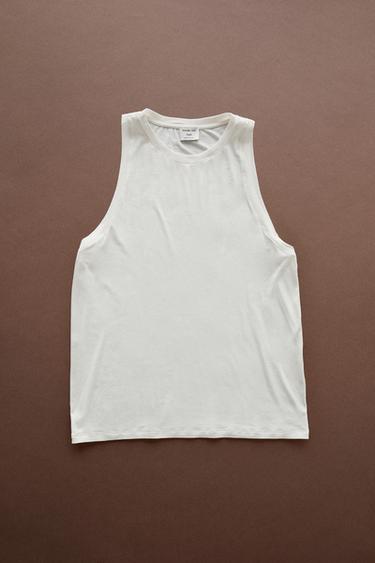Silk blend sleeveless top - STUDIO — Ecru 1