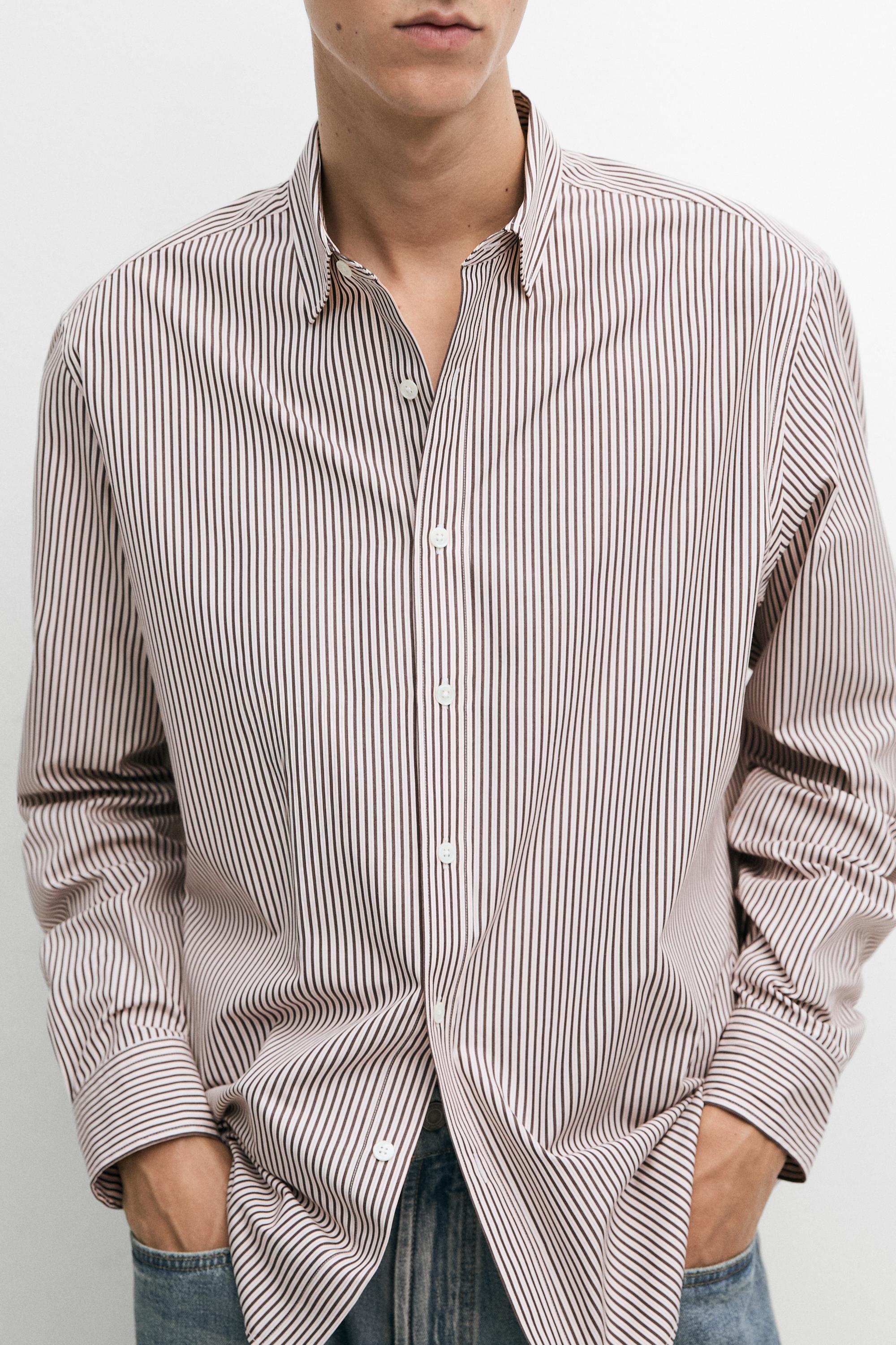 100% cotton regular fit striped shirt
