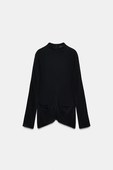 Zara ZW 系列飄逸罩衫 - 黑色