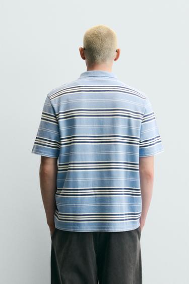 POLO COUPE CARRÉE À RAYURES - Bleu / Blanc de Zara - Image 2