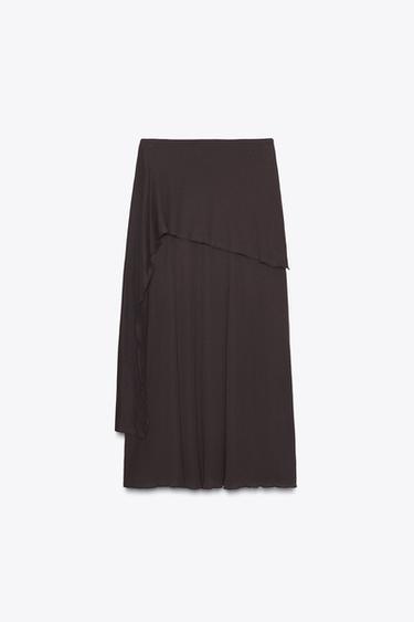 JUPE MIDI SOFT - Marron chocolat de Zara - Image 6
