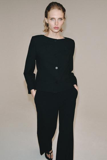 Zara ZW COLLECTION BUTTON JACKET - Black - Image 0