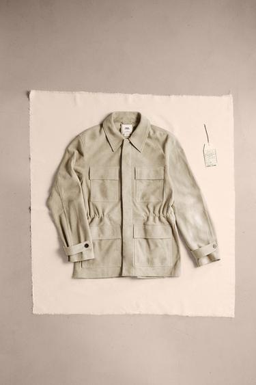 LIMITED EDITION SUEDE LEATHER PARKA WITH POCKETS - Beige by Zara