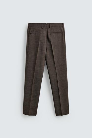 PANTALON PLIS COSTUME STRUCTURÉ 100% LAINE - Marron de Zara - Image 5