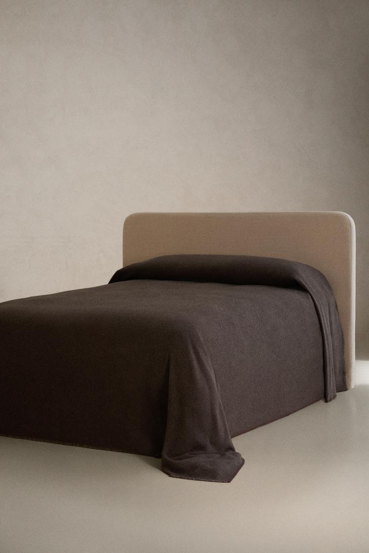WOOL HERRINGBONE BEDSPREAD — Anthracite Gray