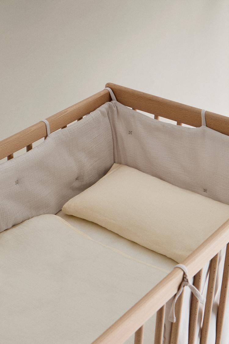 CHILDREN'S MUSLIN CRIB BUMPER COVER Stone ZARA Mexico