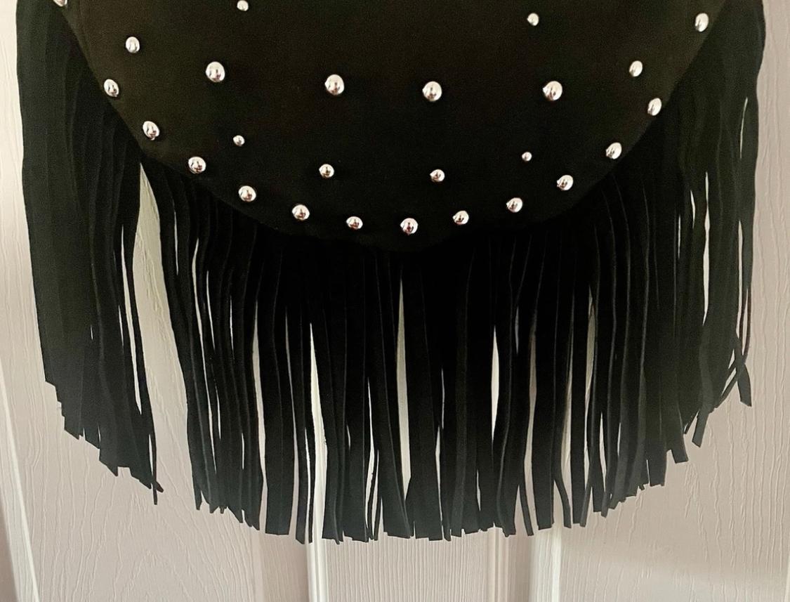 OVAL FRINGED STUDDED BAG 100 COW LEATHER - Image 5