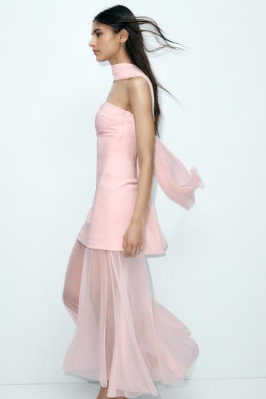 STRAPLESS COMBINED DRESS - Pastel pink by Zara