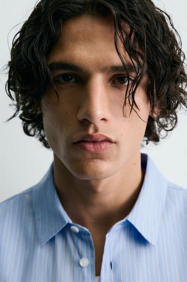 RELAXED FIT CHECK SHIRT WITH SLOGAN - Light blue by Zara - Image 4