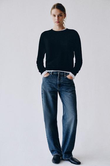 Zara ZW COLLECTION MID-RISE STRAIGHT JEANS - Blue