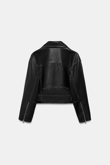 ZW COLLECTION LIMITED EDITION LEATHER BIKER JACKET - Black by Zara - Image 4