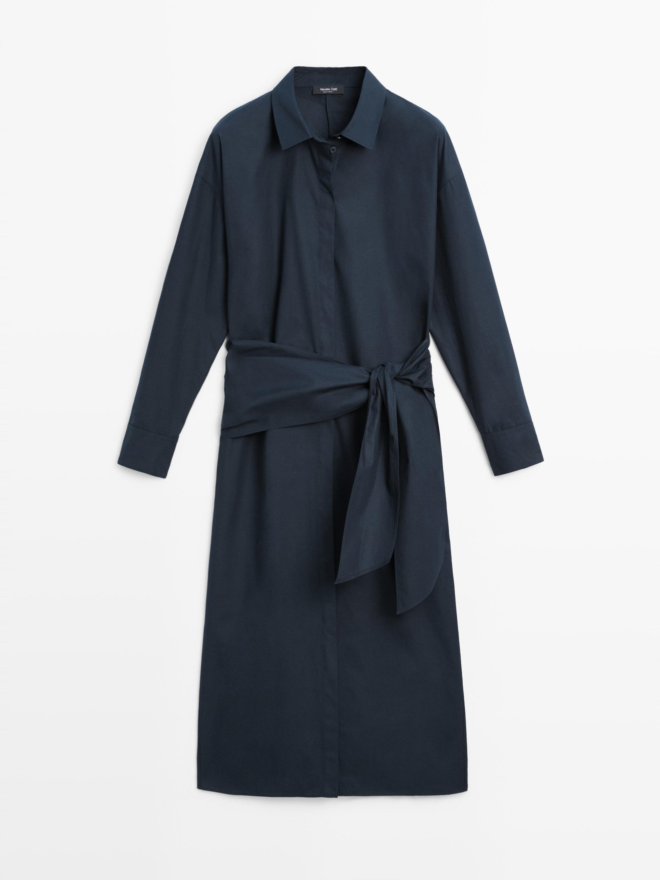 Robe midi chemise détail foulard