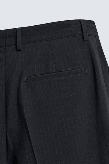 PANTALÓN TRAJE TRAJE RAYAS - Marino oscuro de Zara