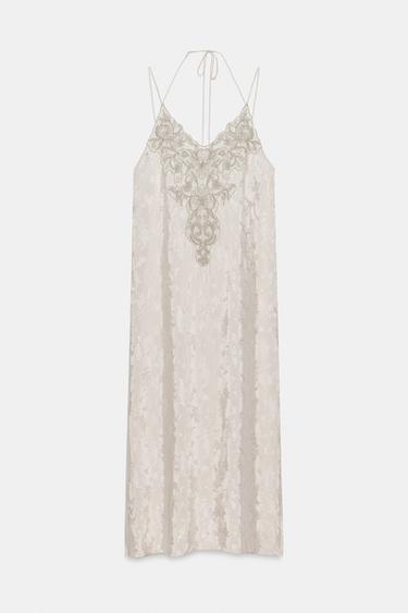 ROBE JACQUARD BRODERIES ZW COLLECTION - Gris perle de Zara - Image 6