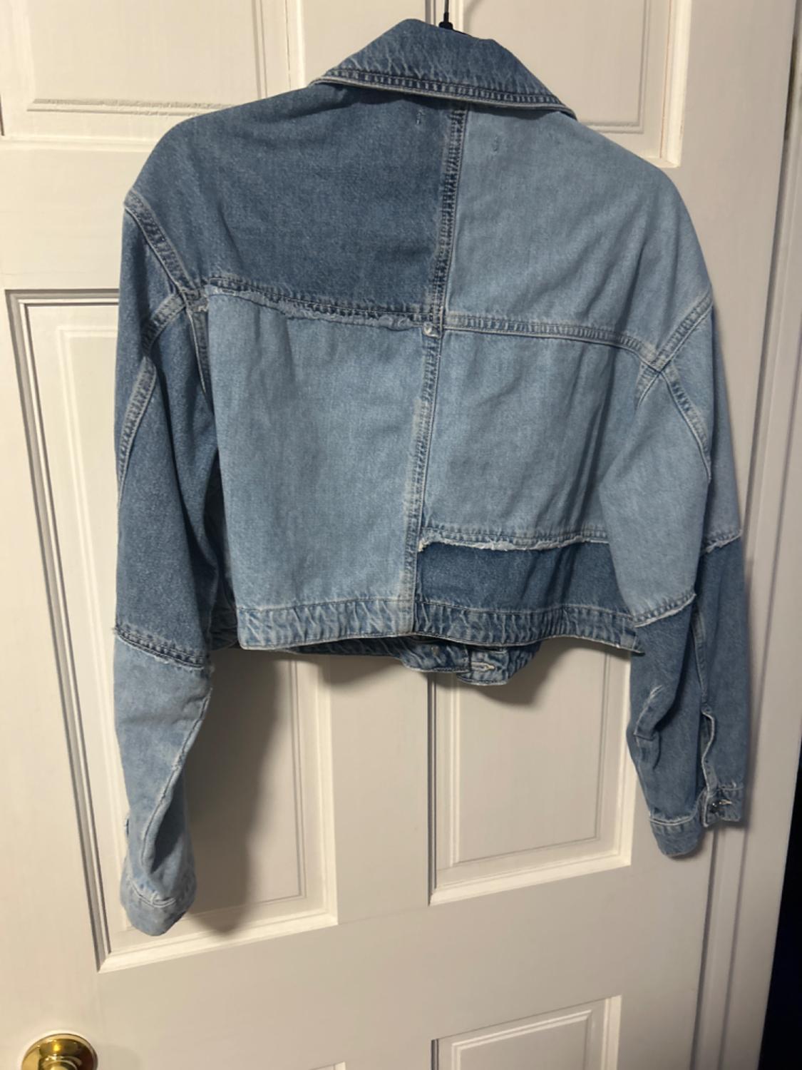 Z1975 CROP DENIM PATCHWORK JACKET - Image 2