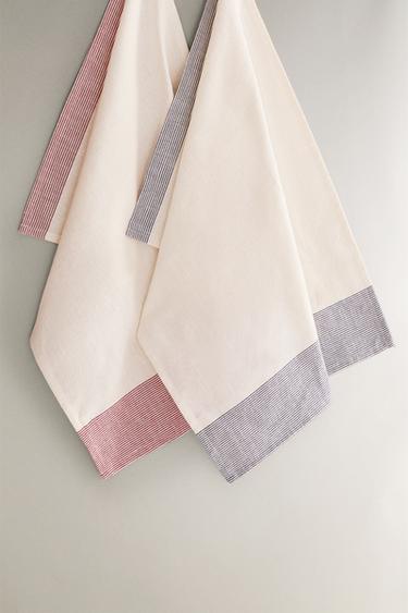 SET OF DYED THREAD TEA TOWELS (SET OF 2) - Blue by Zara - Image 0