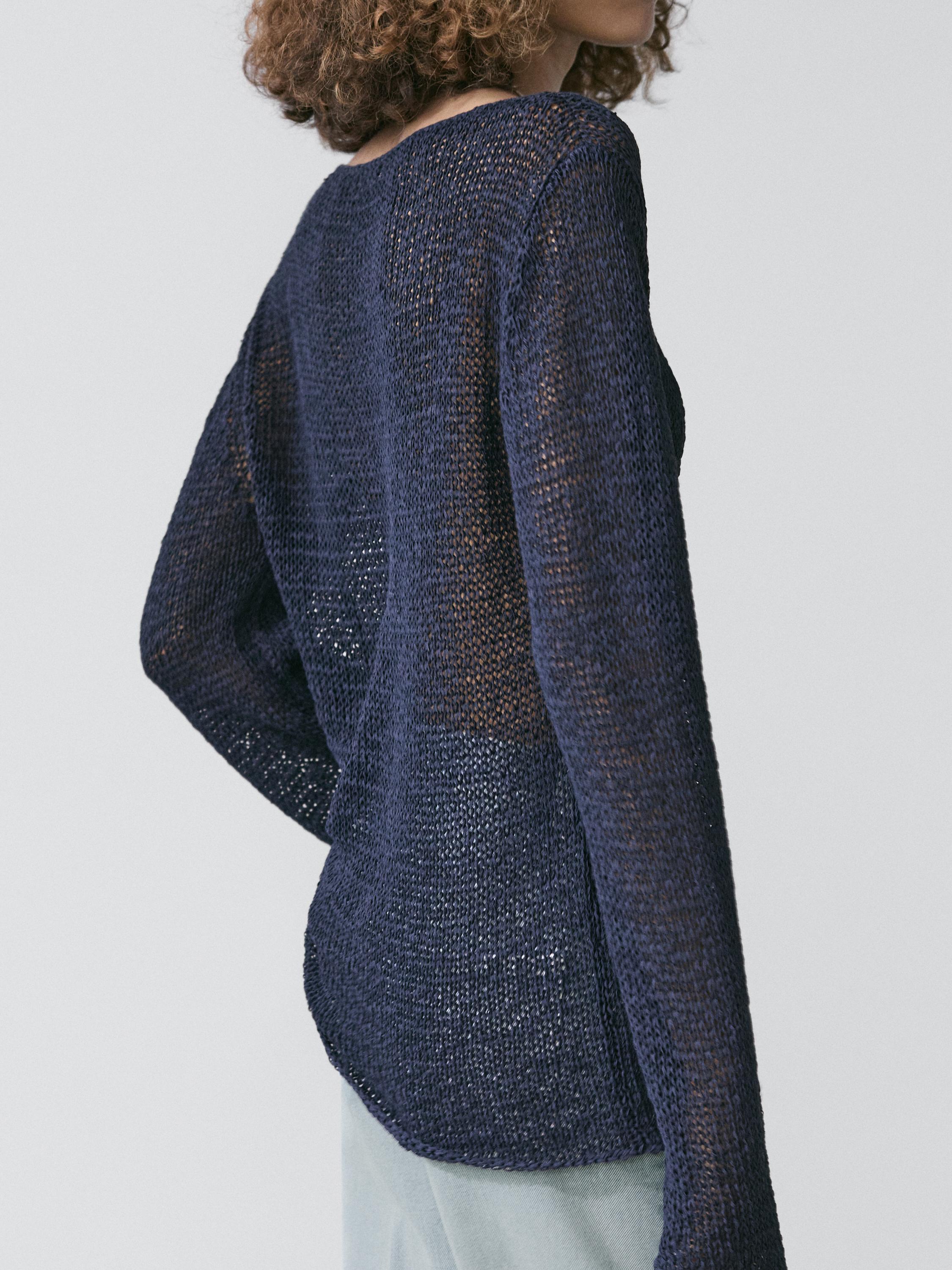 Pull en maille col bateau coton mélang