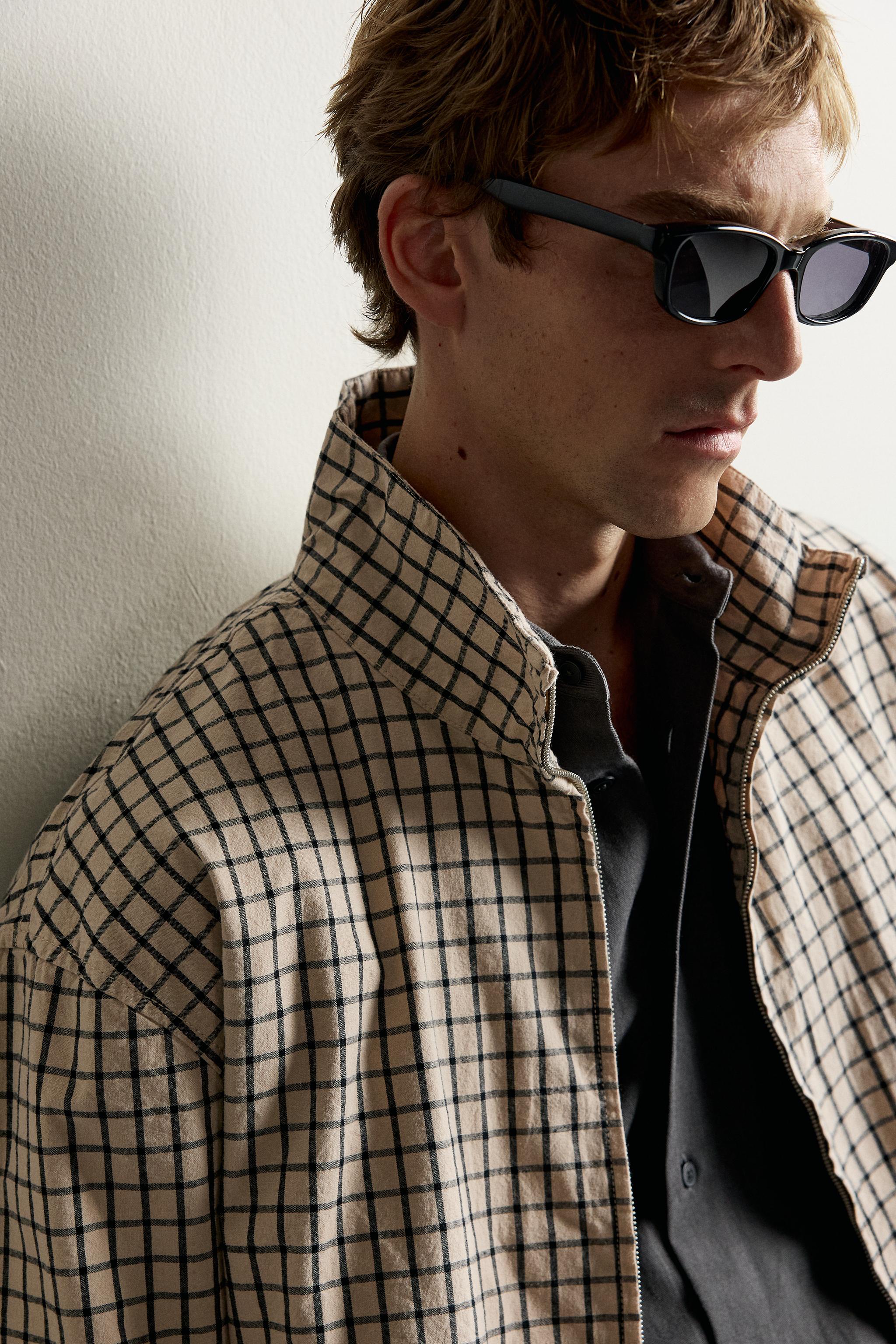 Мужские куртки Zara CHECKED CROPPED FIT JACKET — фото 5