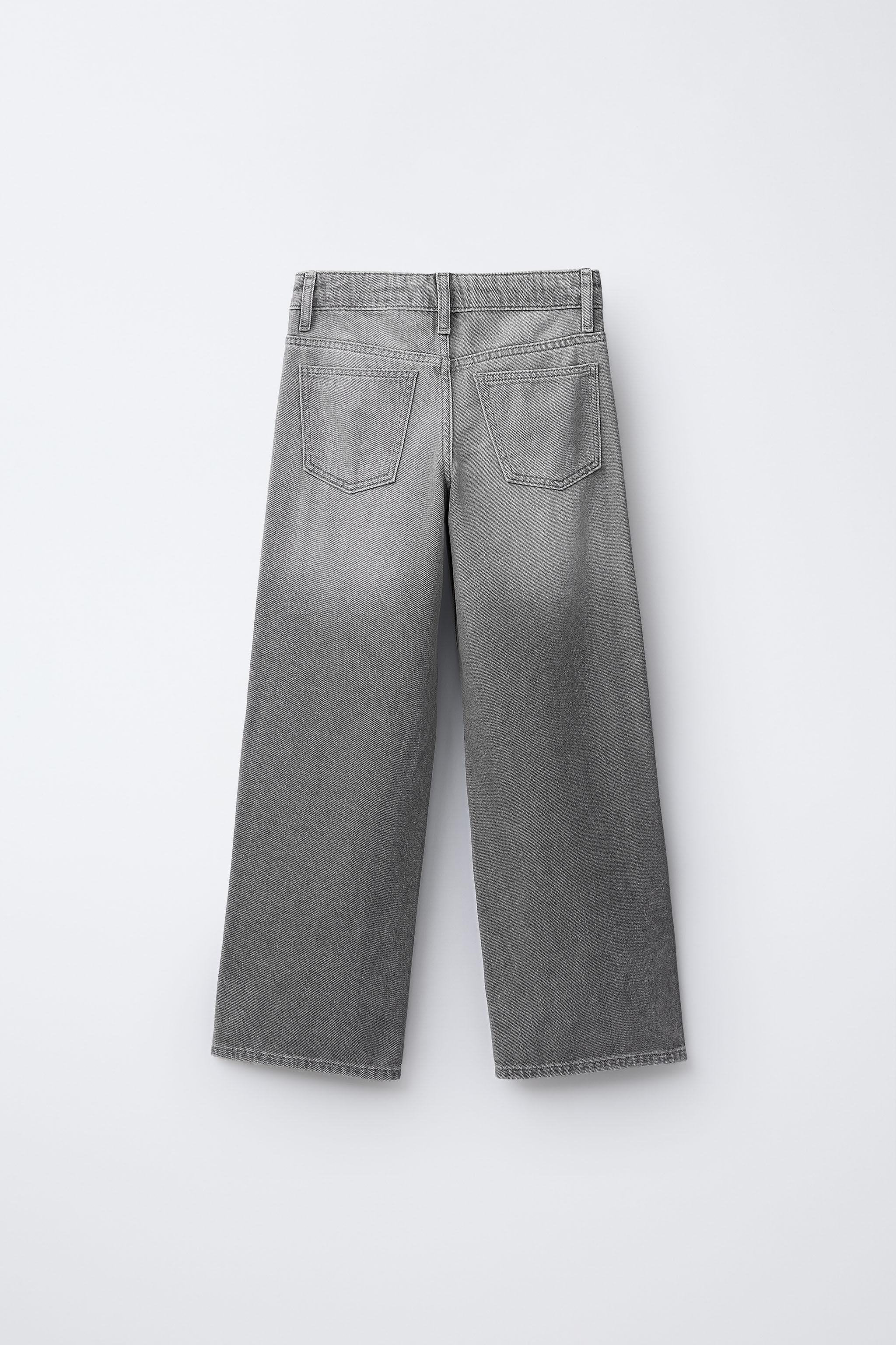 JEANS WIDE LEG TACHAS Gris ZARA España - Main Image