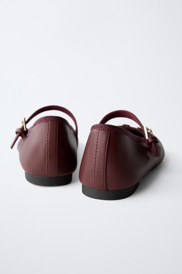 Zara HEART BALLET FLATS - Maroon