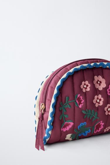 EMBROIDERED TOILETRY BAG - Burgundy Red by Zara - Image 2
