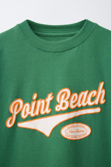 T-SHIRT IMPRIMÉ VARSITY - Vert de Zara - Image 2