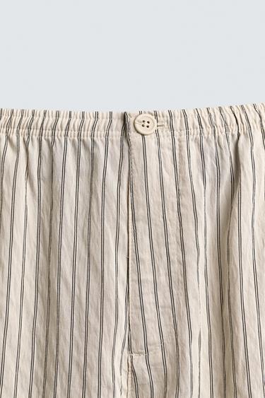 STRIPED WRINKLED-EFFECT FLOWING TROUSERS - Ecru by Zara - Image 8
