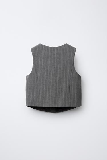 PINSTRIPE WAISTCOAT - Anthracite grey by Zara - Image 1