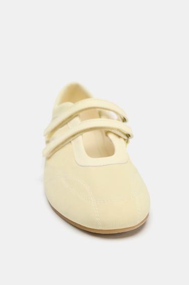 SATIN-EFFECT TOPSTITCHED BALLET FLATS - Yellow by Zara - Image 5