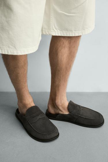LEATHER LOAFER CLOGS - Grey by Zara - Image 2