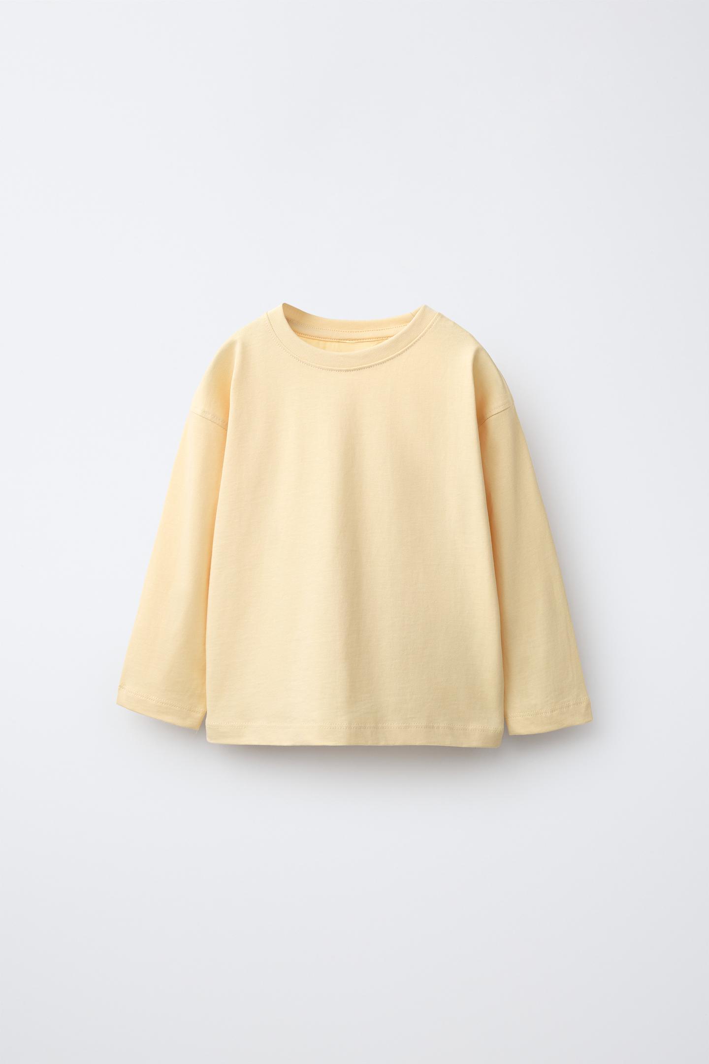 Детские футболки Zara 3-PACK OF Striped and Plain Long Sleeve T-SHIRTS, цвет: Серый зелёный — фото 2