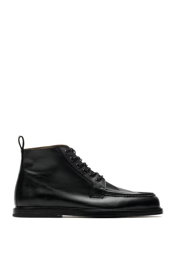 Zara Soft leather lace-up ankle boot - LIMITED EDITION - Black - Image 0