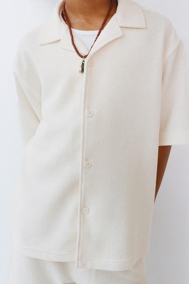 CAMISA BOWLING RÚSTICA EFECTO TOALLA - Crudo de Zara - Imagen 0