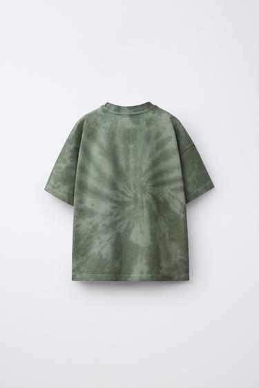T-SHIRT EN MOLLETON IMPRIMÉ TIE & DYE - Vert de Zara - Image 1