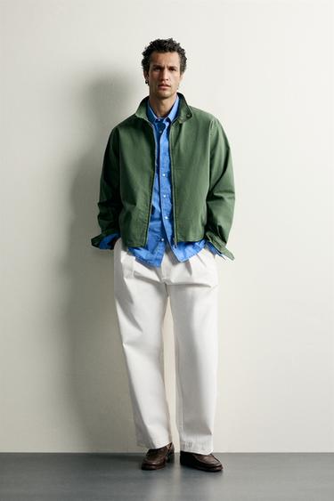 BLUSÃO REGULAR FIT EM ALGODÃO - Verde da Zara - Imagem 0