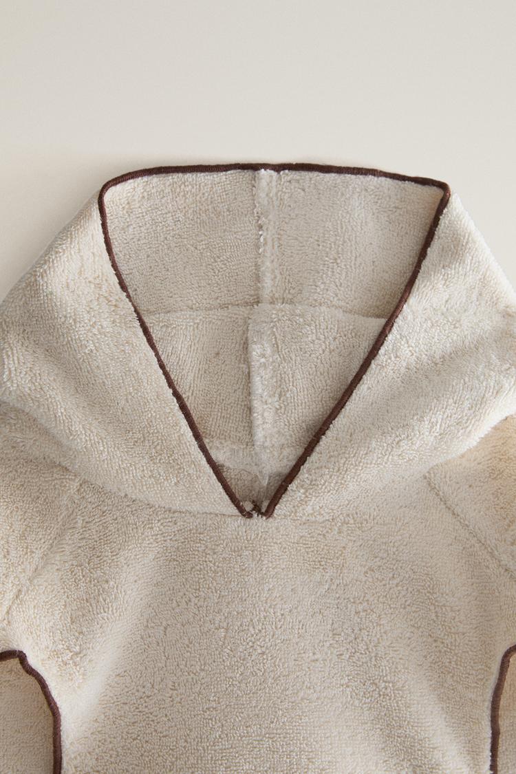 COTTON DRESSING GOWN WITH PETS — Ecru