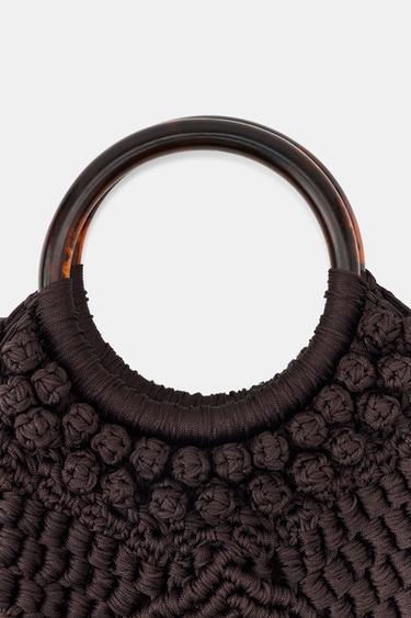 SAC EN TISSU À NŒUDS ET FRANGES - Marron de Zara - Image 4