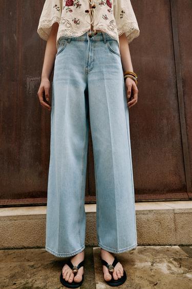 Z1975 MID-WAIST WIDE-LEG JEANS WITH PRESSED CREASE - Light blue by Zara - Image 1