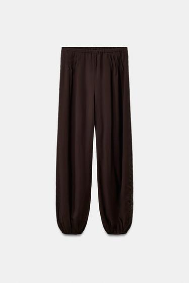 Zara 100%萊賽爾棉燈籠褲 - 棕色