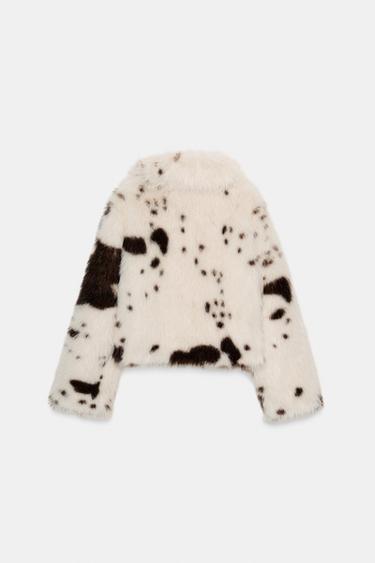 ANIMAL PRINT FAUX FUR JACKET - brown/white by Zara - Image 4