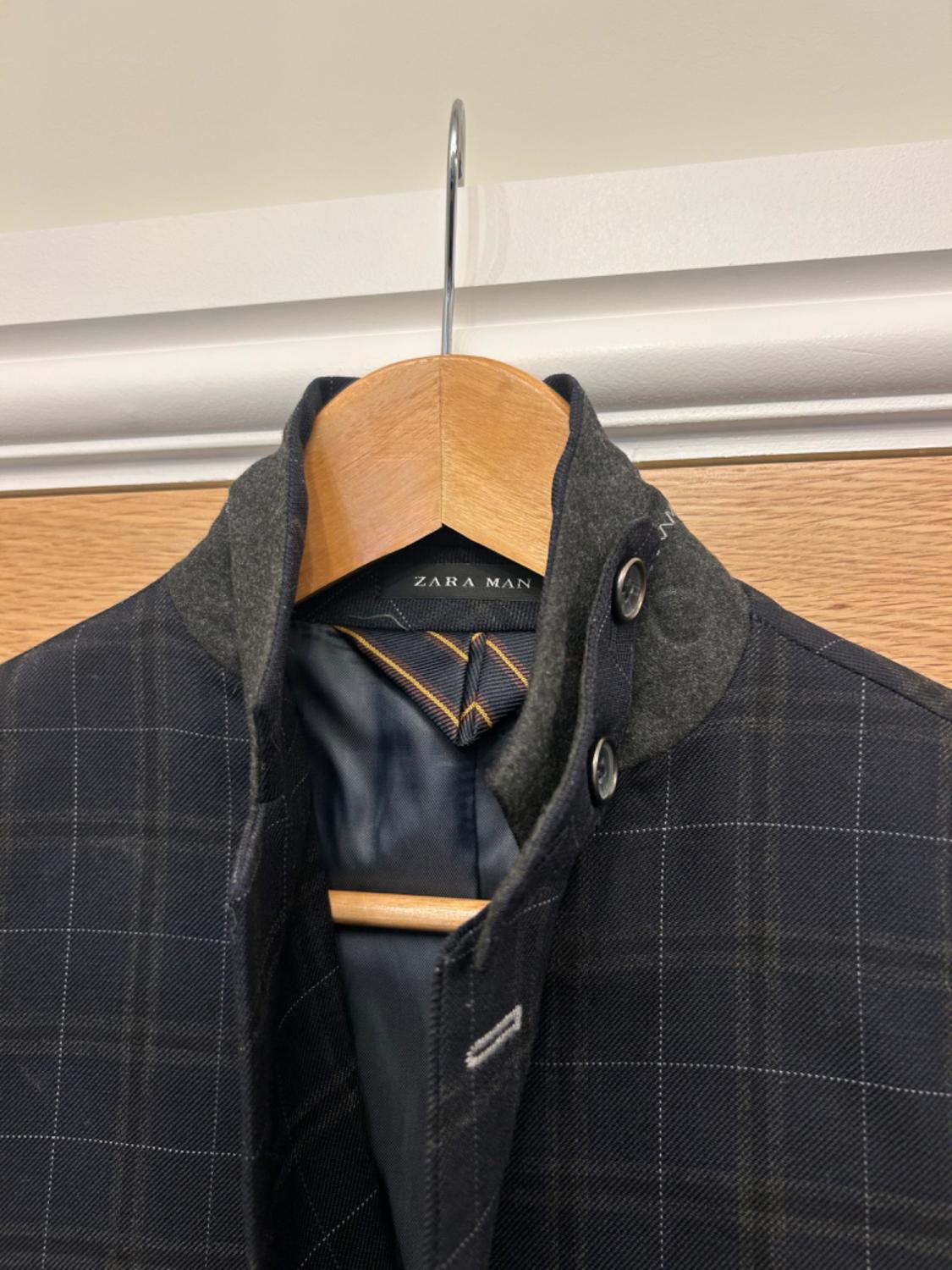 ZARA MAN NAVY CHECK BLAZER - Image 2