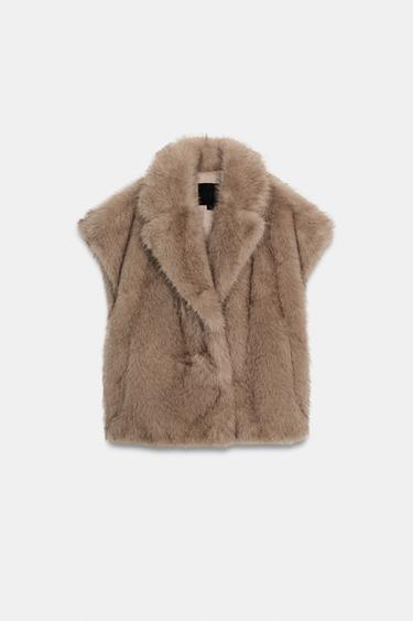 ZW COLLECTION LIMITED EDITION FAUX FUR WAISTCOAT - Beige by Zara - Image 5