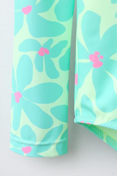 1-6 YEARS/ FLORAL PRINT SWIMSUIT - Fluorescent lime by Zara - Image 3