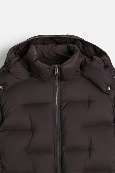 DOUDOUNE 100 % PLUMES À CAPUCHE DÉPERLANTE - Chocolat de Zara - Image 9